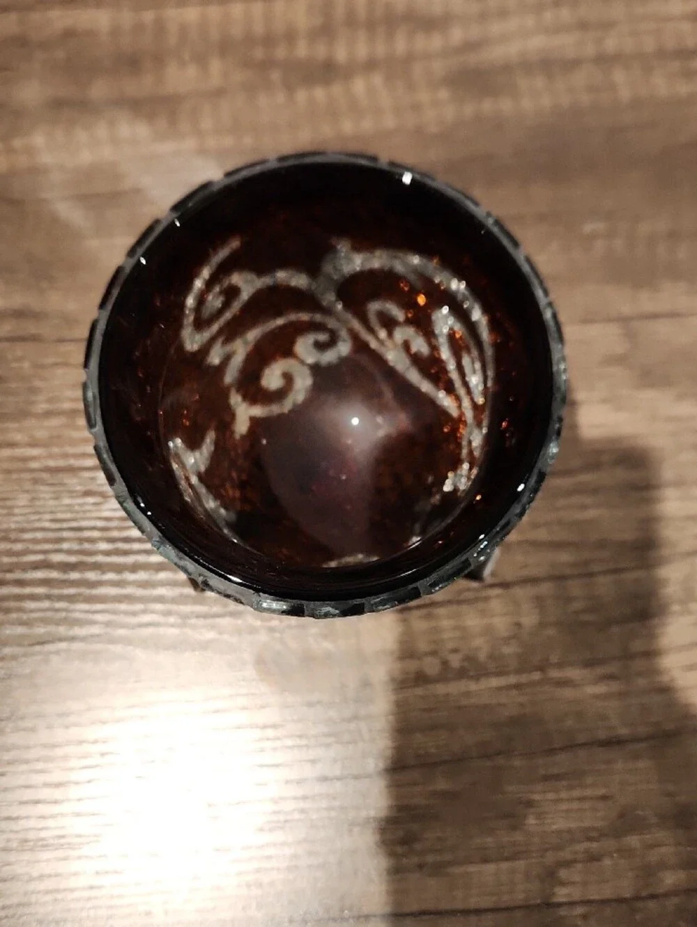 PartyLite Brown Amber Mosaic Glass Votive with Bronze Metal Stand